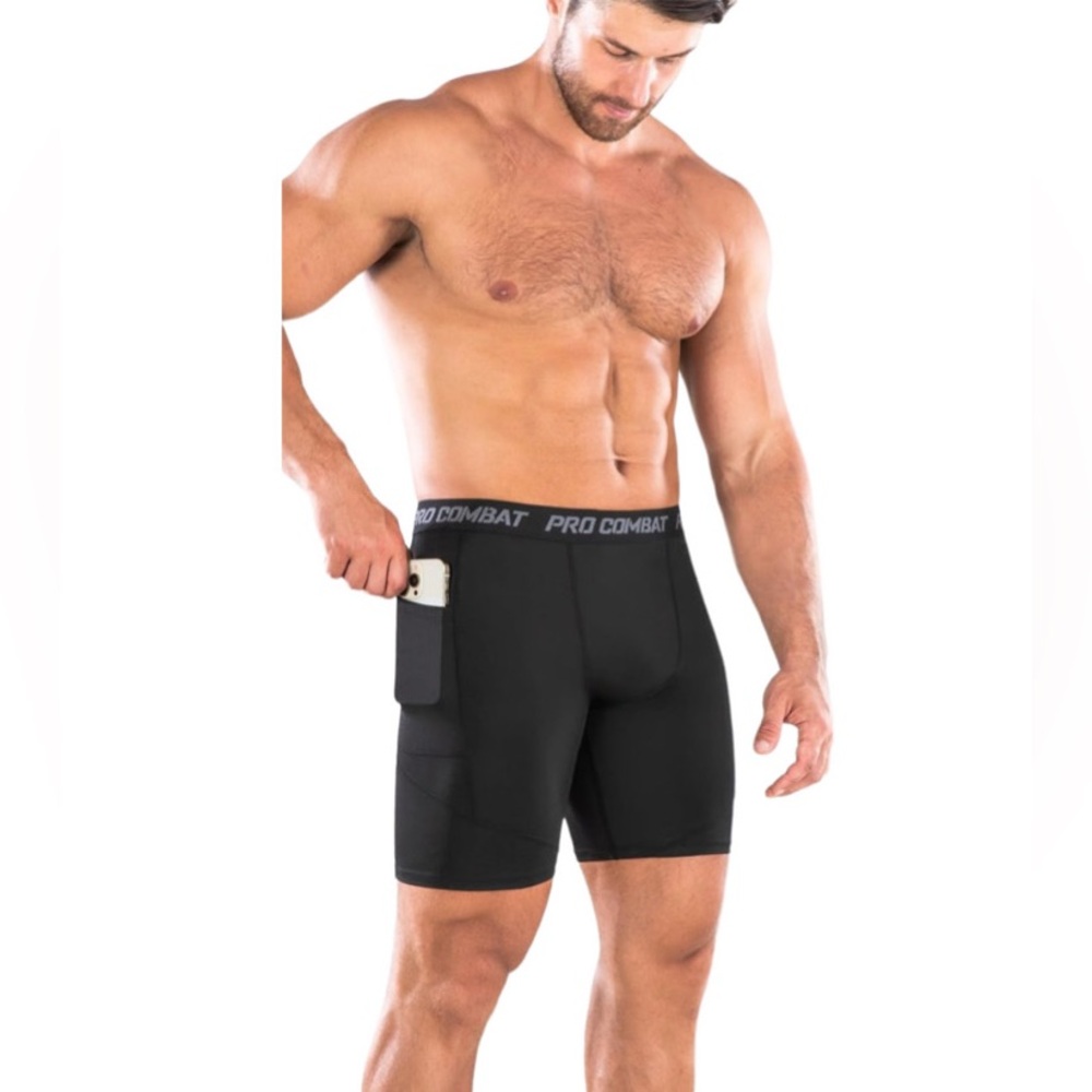 Niksa Men's Black Pro Combat Compression Spandex Shorts Benefits Size L
